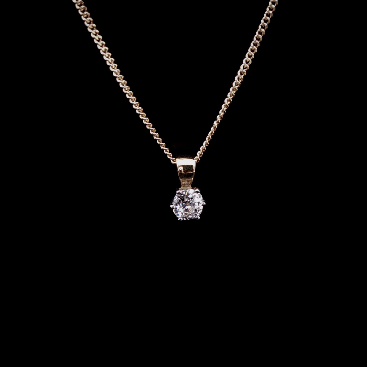18ct Gold and Platinum Old Cut Diamond Pendant, 0.38ct