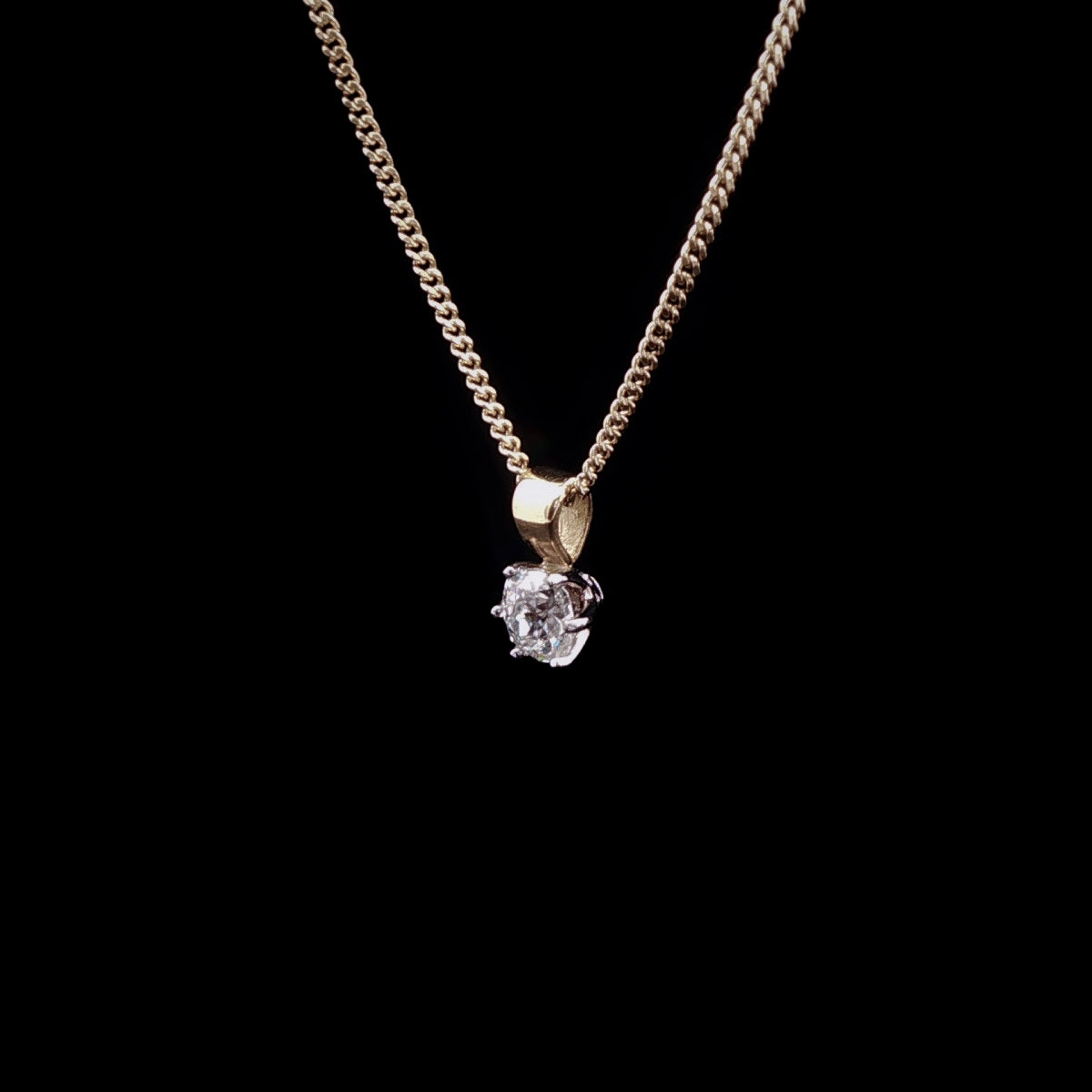 18ct Gold and Platinum Old Cut Diamond Pendant, 0.38ct