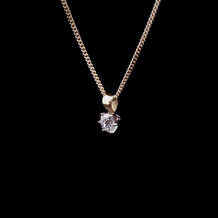 18ct Gold and Platinum Old Cut Diamond Pendant, 0.38ct