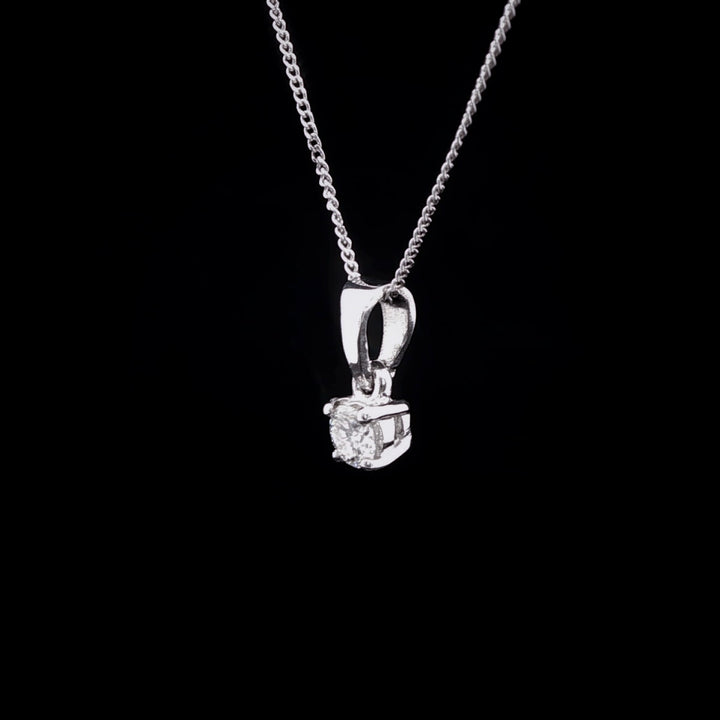 18ct White Gold Single Stone Diamond Pendant, 0.25ct
