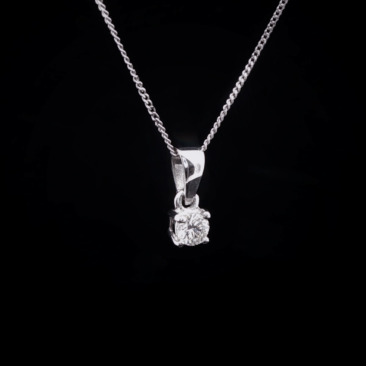 18ct White Gold Single Stone Diamond Pendant, 0.25ct