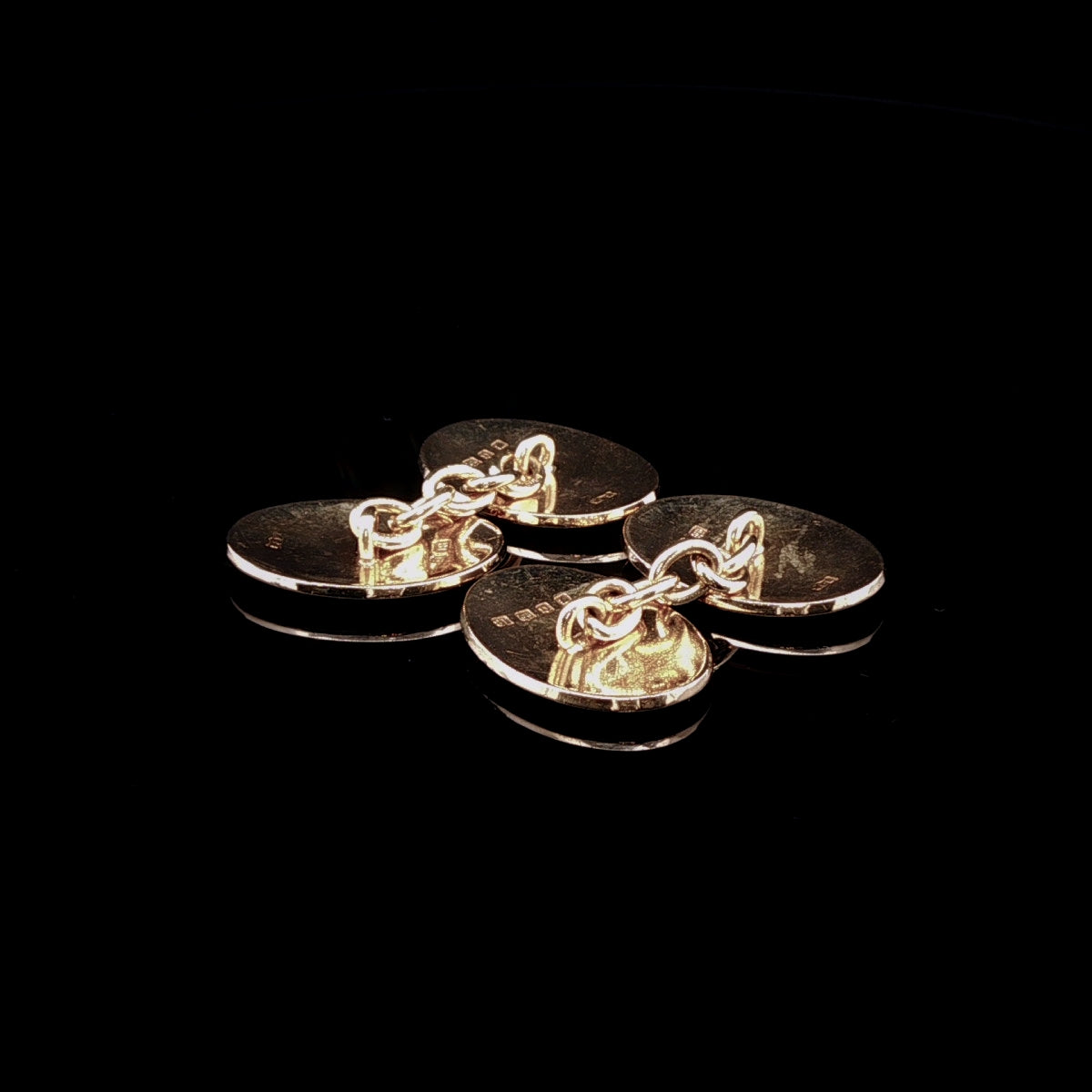 Vintage 18ct Yellow Gold Oval Cufflinks, London 1929