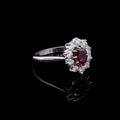 18ct Gold and Platinum Ruby and 0.50ct Diamond Cluster Ring