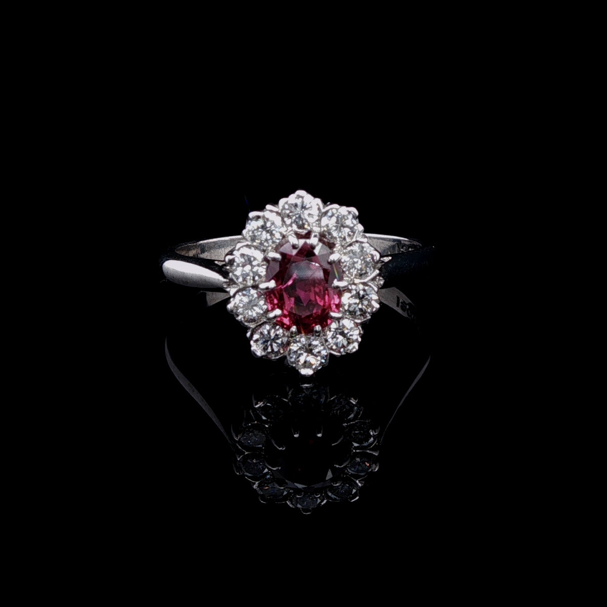 18ct Gold and Platinum Ruby and 0.50ct Diamond Cluster Ring