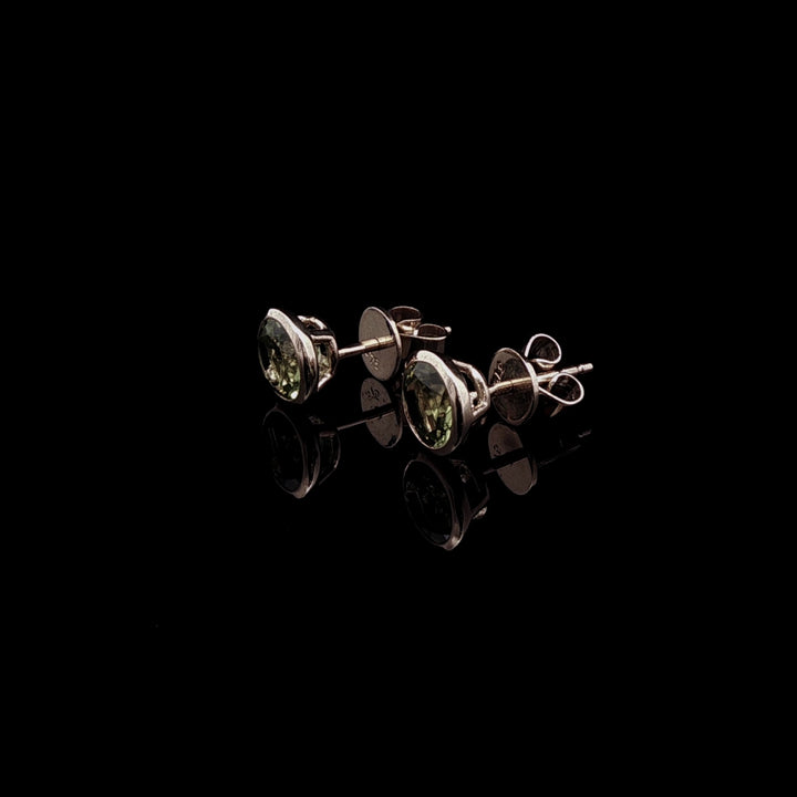 9ct Yellow Gold Round Peridot Stone Stud Earrings