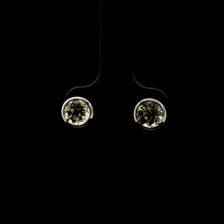 9ct Yellow Gold Round Peridot Stone Stud Earrings