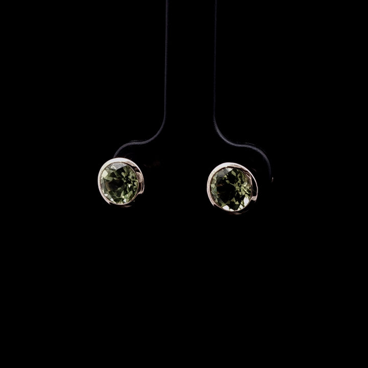 9ct Yellow Gold Round Peridot Stone Stud Earrings