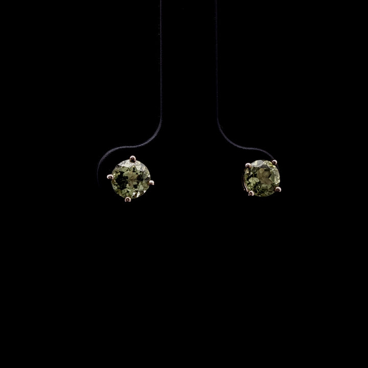 9ct Yellow Gold Round Peridot Claw Set Stud Earrings