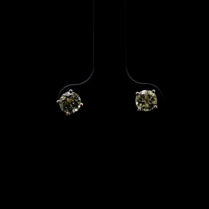 9ct Yellow Gold Round Peridot Claw Set Stud Earrings