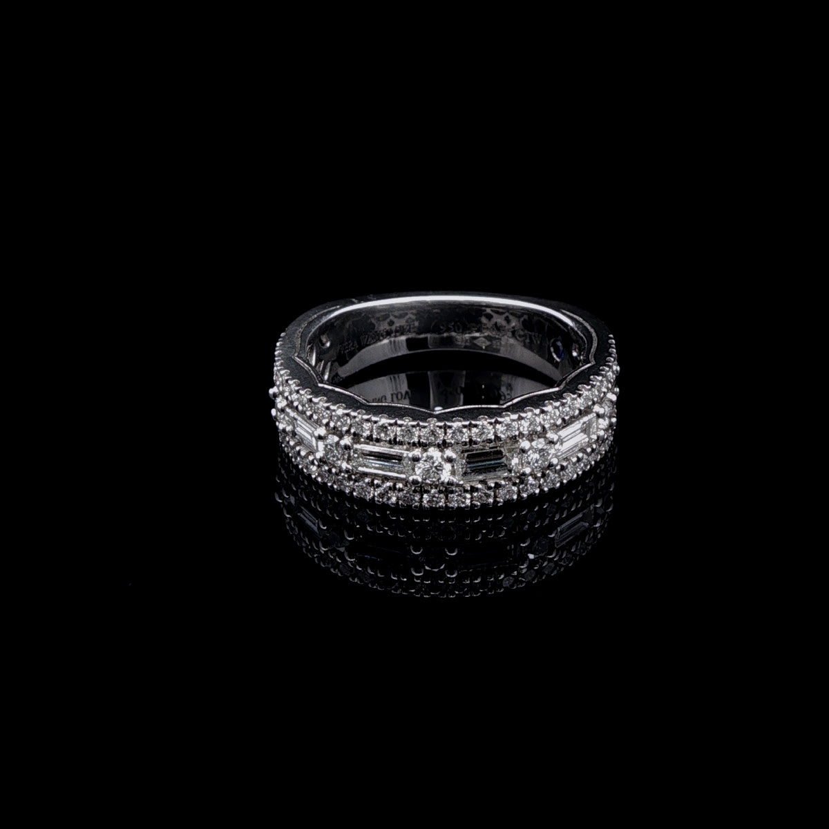 Vera Wang Platinum Diamond Baguette and Brilliant Cut Half Eternity Ring, 0.95ct