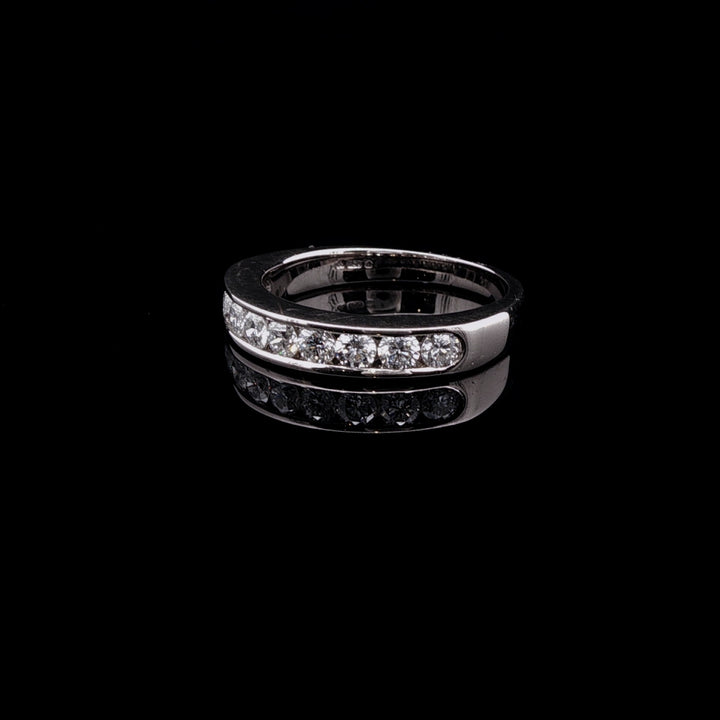 18ct White Gold Nine Brilliant Cut Diamond Channel Set Half Eternity Ring, 0.55ct