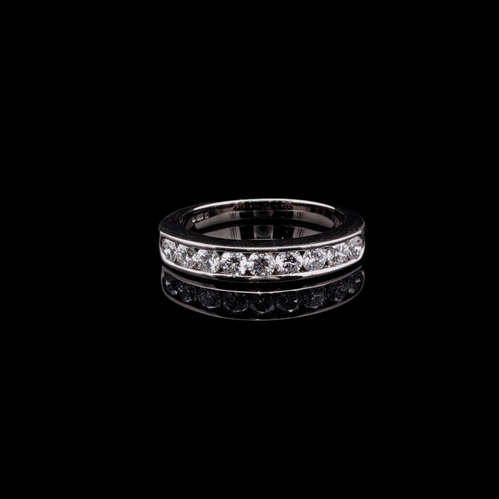 18ct White Gold Nine Brilliant Cut Diamond Channel Set Half Eternity Ring, 0.55ct