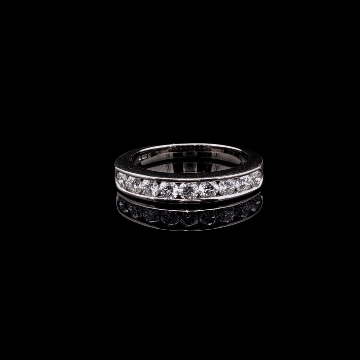 18ct White Gold Nine Brilliant Cut Diamond Channel Set Half Eternity Ring, 0.55ct