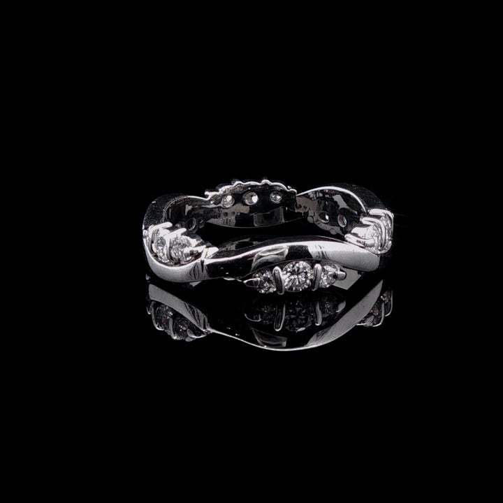 Platinum Diamond Wave Ring with Eighteen Brilliant Cut Diamonds, 0.60ct