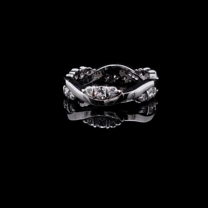 Platinum Diamond Wave Ring with Eighteen Brilliant Cut Diamonds, 0.60ct