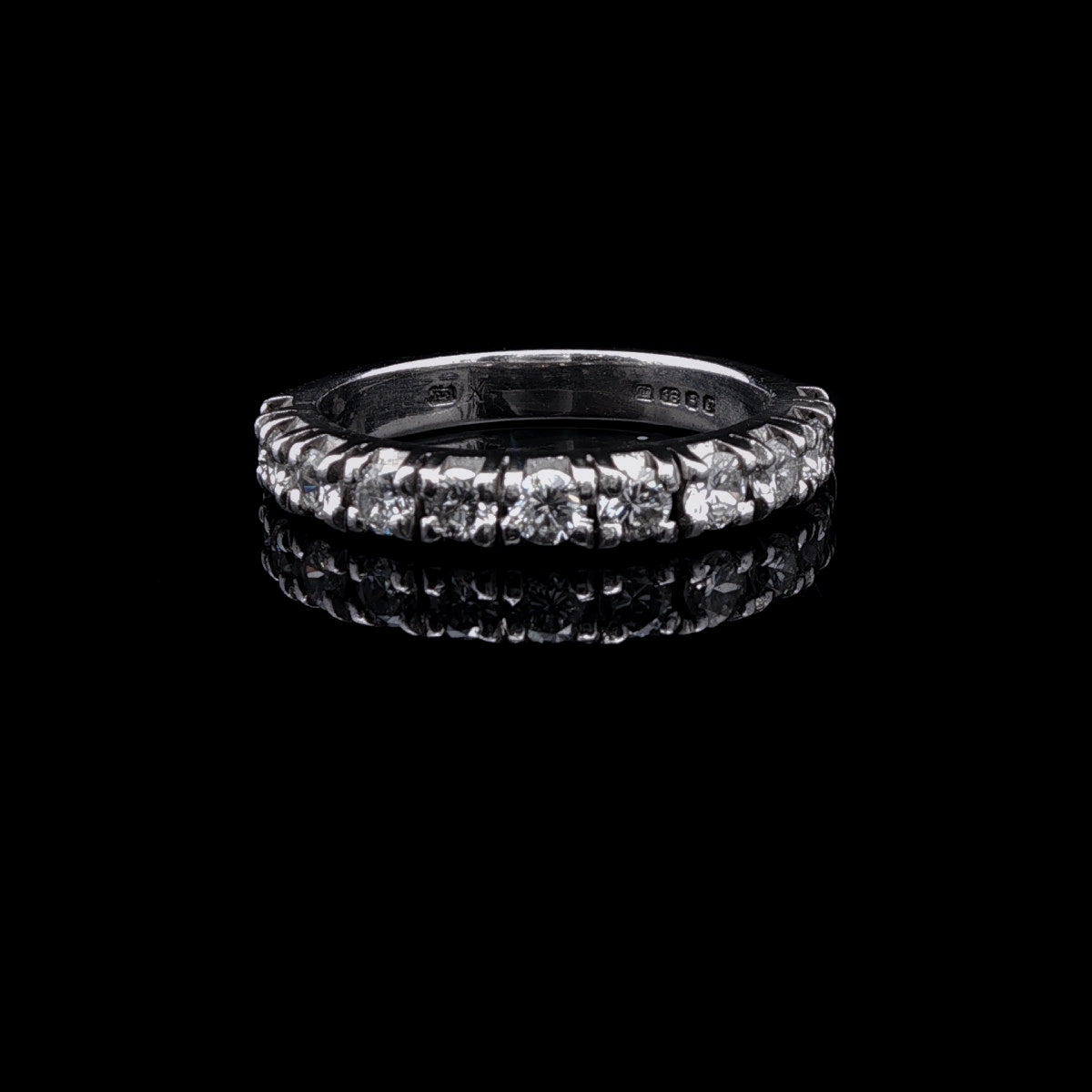 18ct White Gold Half Eternity Ring with Eleven Claw Set Brilliant Cut Diamonds