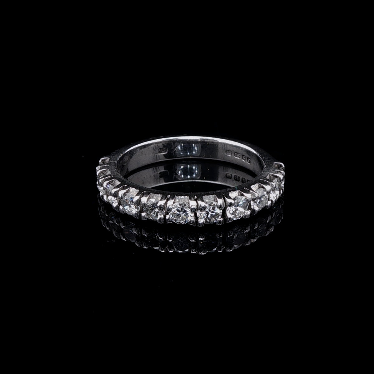 18ct White Gold Half Eternity Ring with Eleven Claw Set Brilliant Cut Diamonds