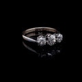 Vintage 18ct Gold and Platinum Three Stone Old Cut Diamond Ring, 0.97ct