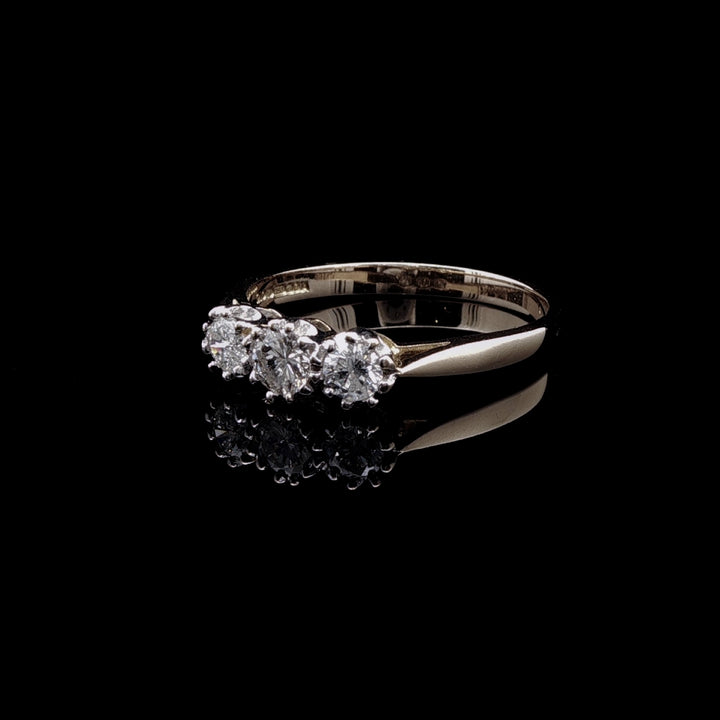 18ct Gold Three Stone Brilliant Cut Diamond Ring, 0.50ct