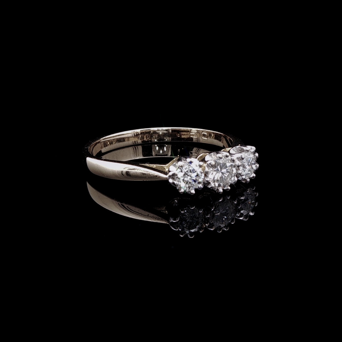 18ct Gold Three Stone Brilliant Cut Diamond Ring, 0.50ct