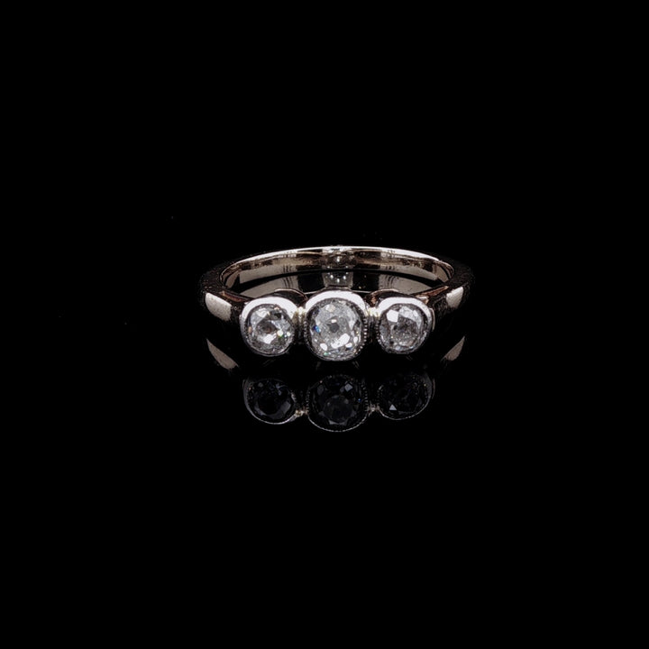 18ct Gold Three Stone Old Cut Diamond Ring