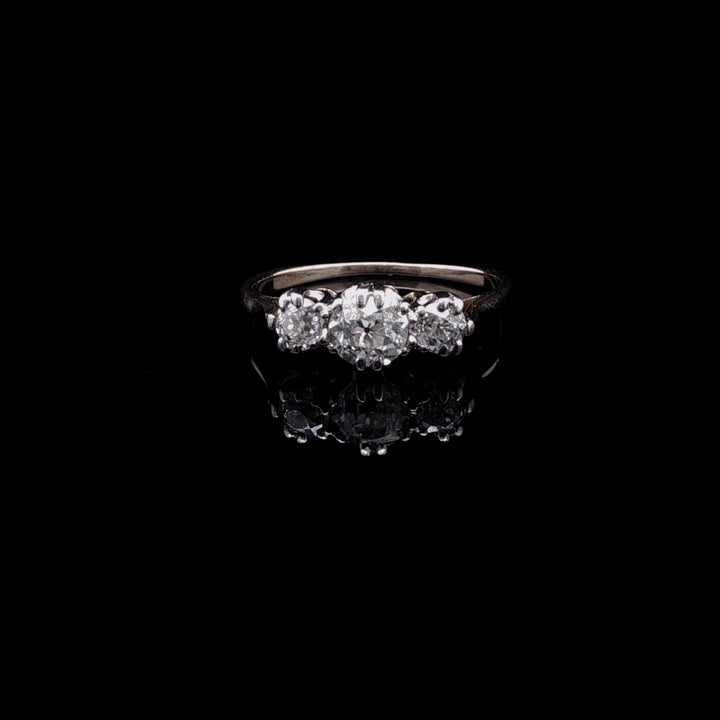 18ct Gold Three Stone Old Cut Diamond Ring, 0.50ct