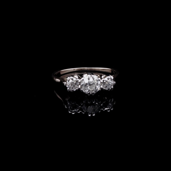 18ct Gold Three Stone Old Cut Diamond Ring, 0.50ct