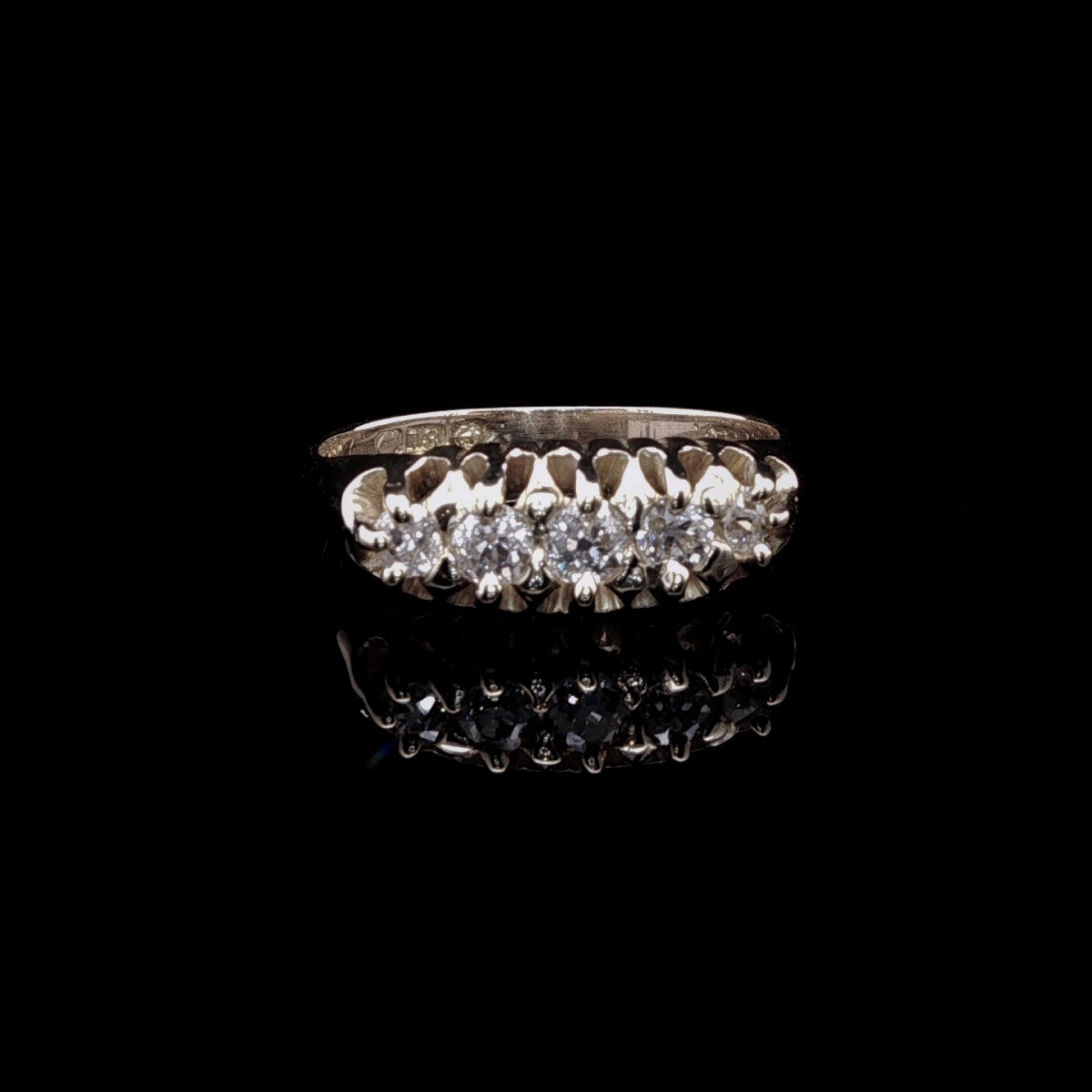 Antique 18ct Yellow Gold  Five Stone Old Cut Diamond Ring