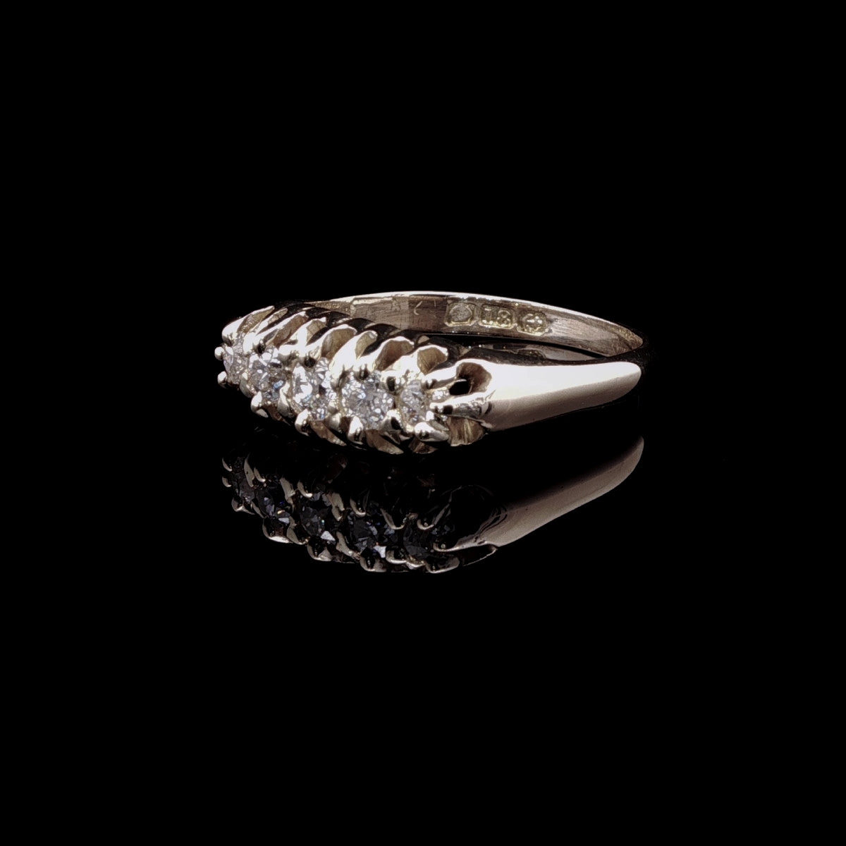 Antique 18ct Yellow Gold  Five Stone Old Cut Diamond Ring
