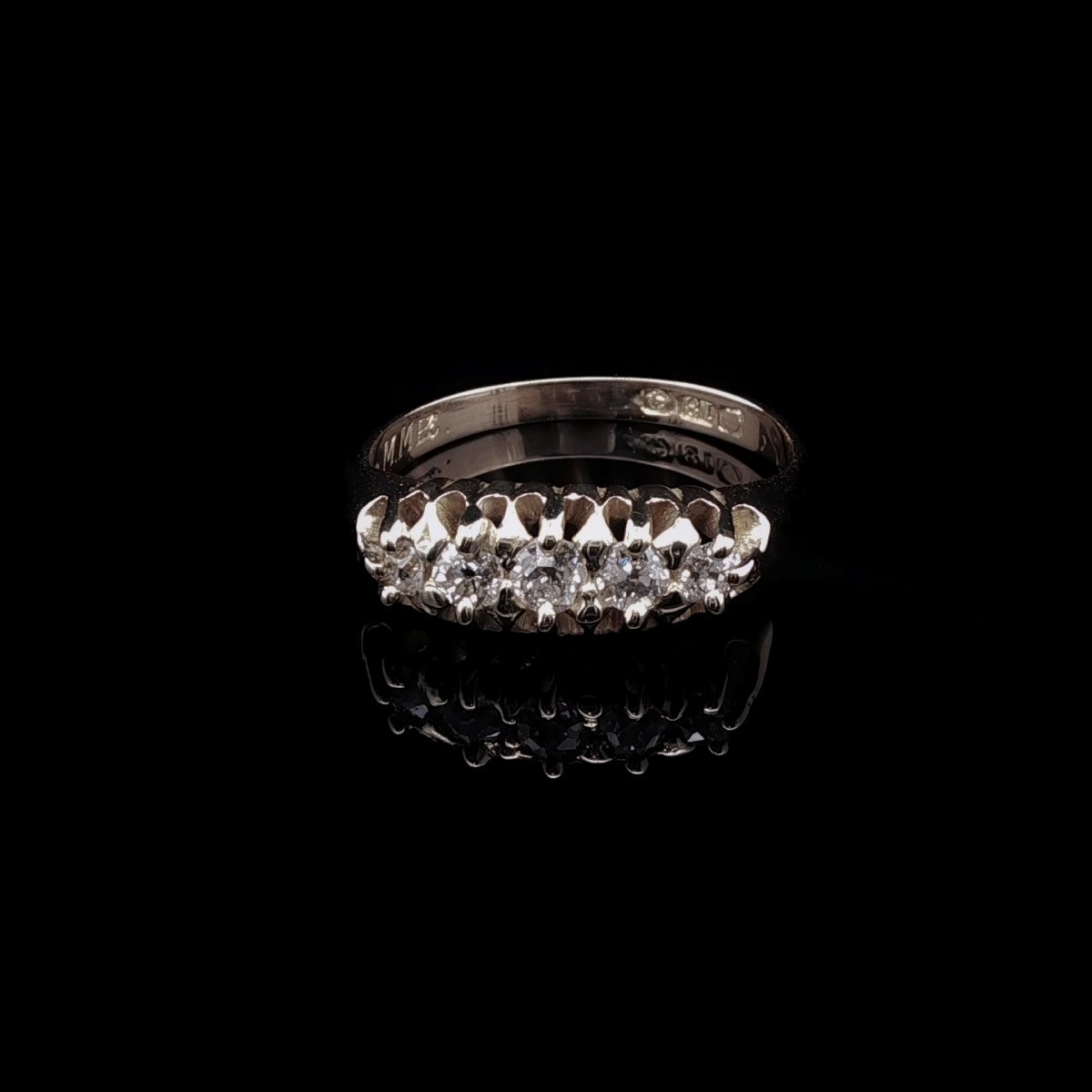 Antique 18ct Yellow Gold  Five Stone Old Cut Diamond Ring