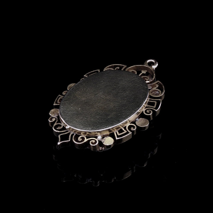 Antique Victorian Sardonyx Cameo Pendant with Seed Pearls in 9ct Yellow Gold, Circa 1890, in Original J. J. Durrant Box
