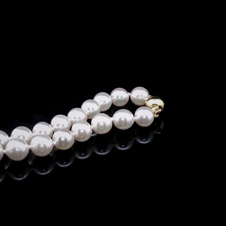 Akoya Pearl Necklace with Gilt Magnetic Clasp, 6-6.5mm