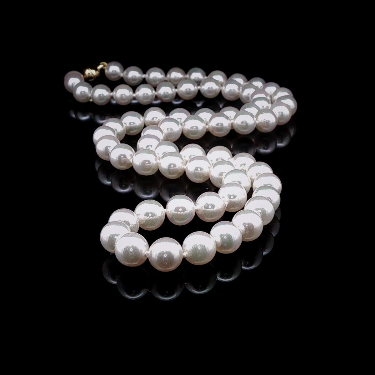 Akoya Pearl Necklace with Gilt Magnetic Clasp, 6-6.5mm