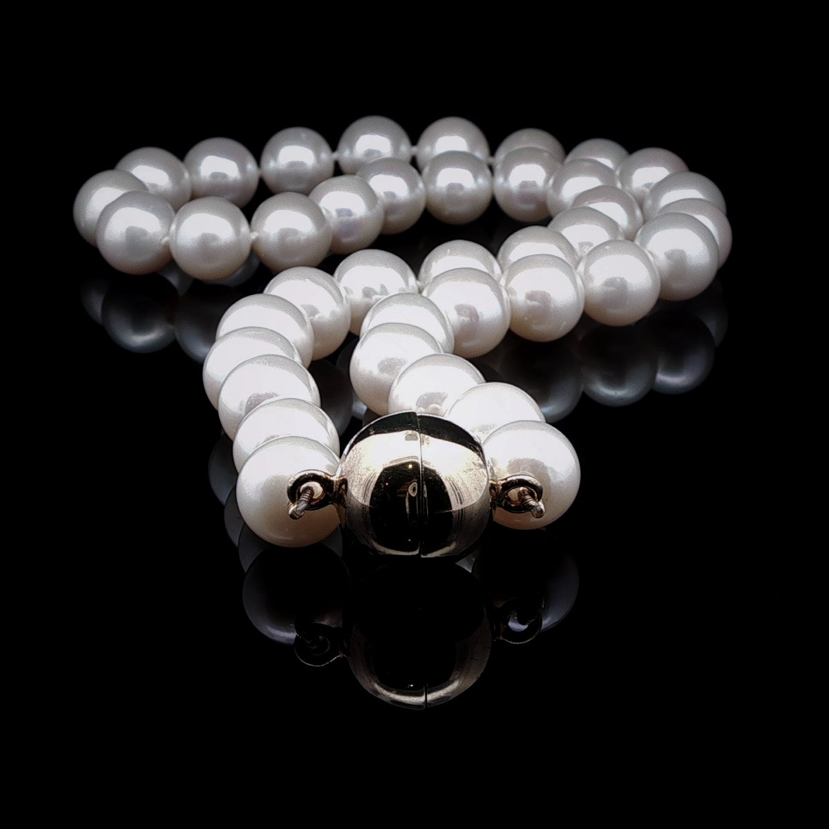 Freshwater Pearl Necklace with Sterling Silver Magnetic Clasp, 11-12mm