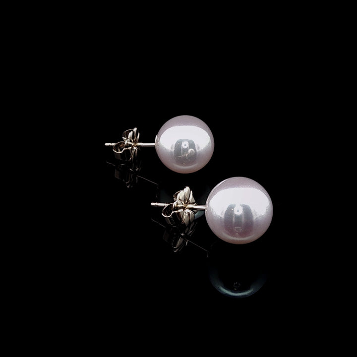 18ct Yellow Gold AAA Akoya Pearl Earrings, 9-9.5mm