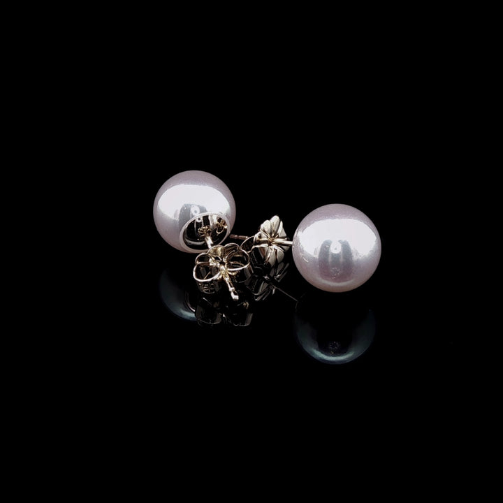 18ct Yellow Gold AAA Akoya Pearl Earrings, 9-9.5mm
