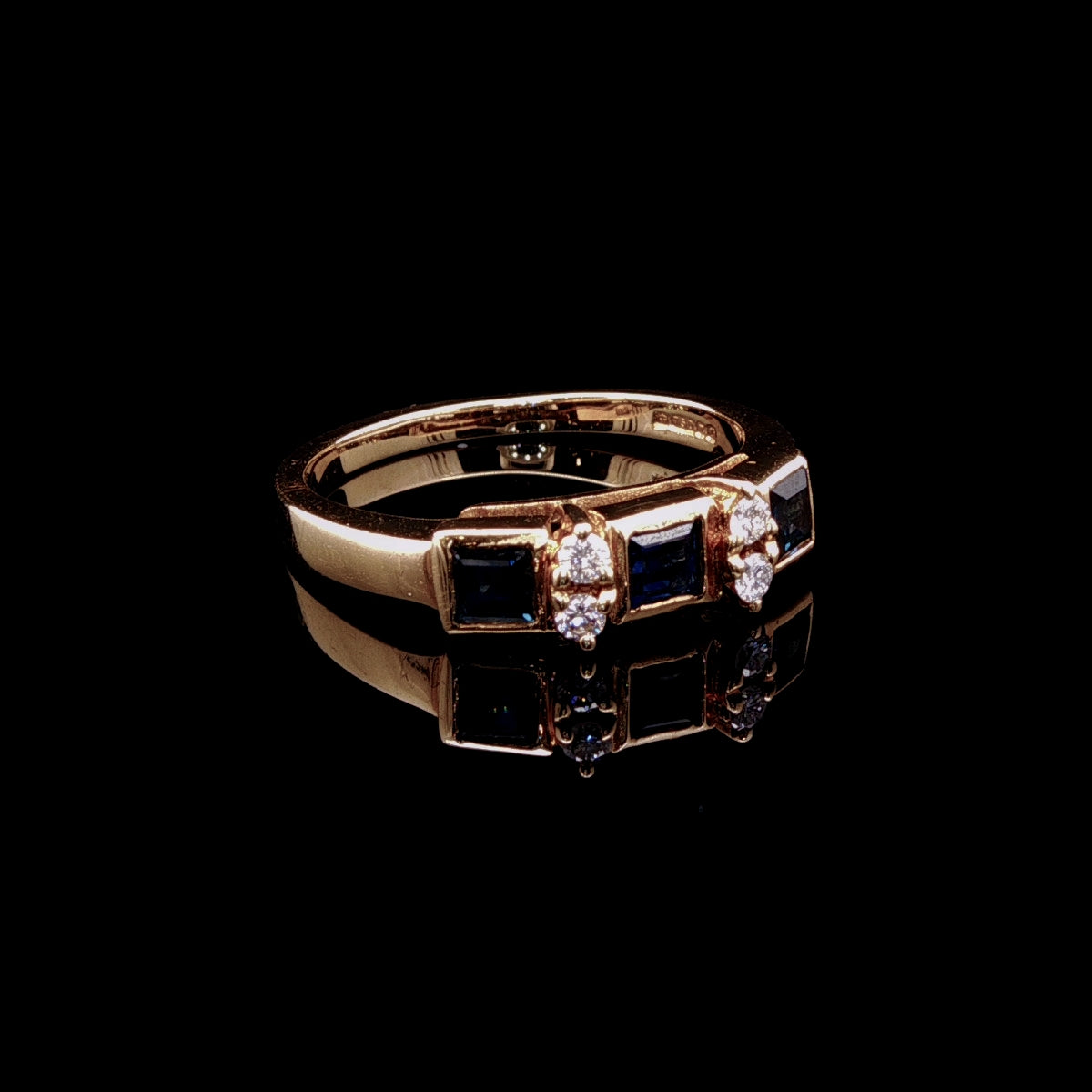 18ct Yellow Gold Seven Stone Sapphire and Diamond Ring