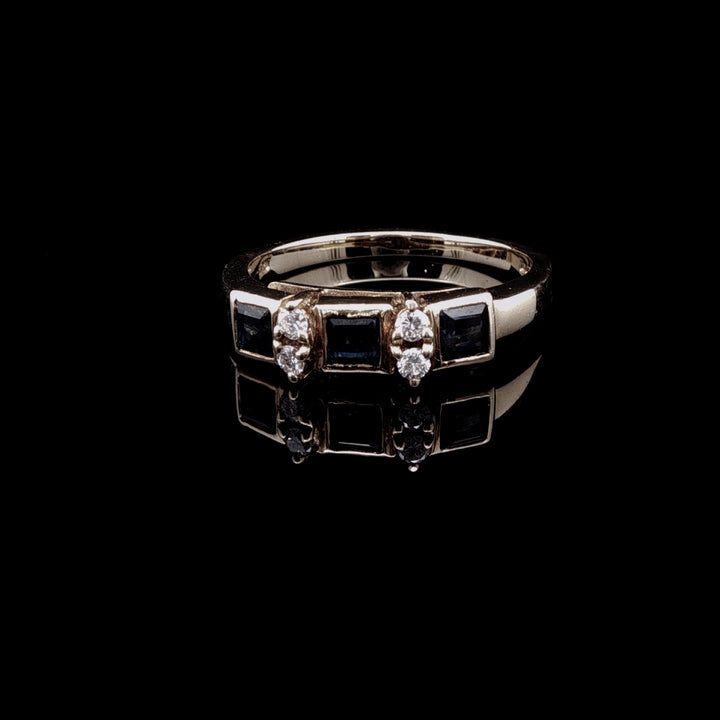 18ct Yellow Gold Seven Stone Sapphire and Diamond Ring