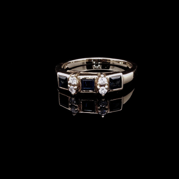 18ct Yellow Gold Seven Stone Sapphire and Diamond Ring