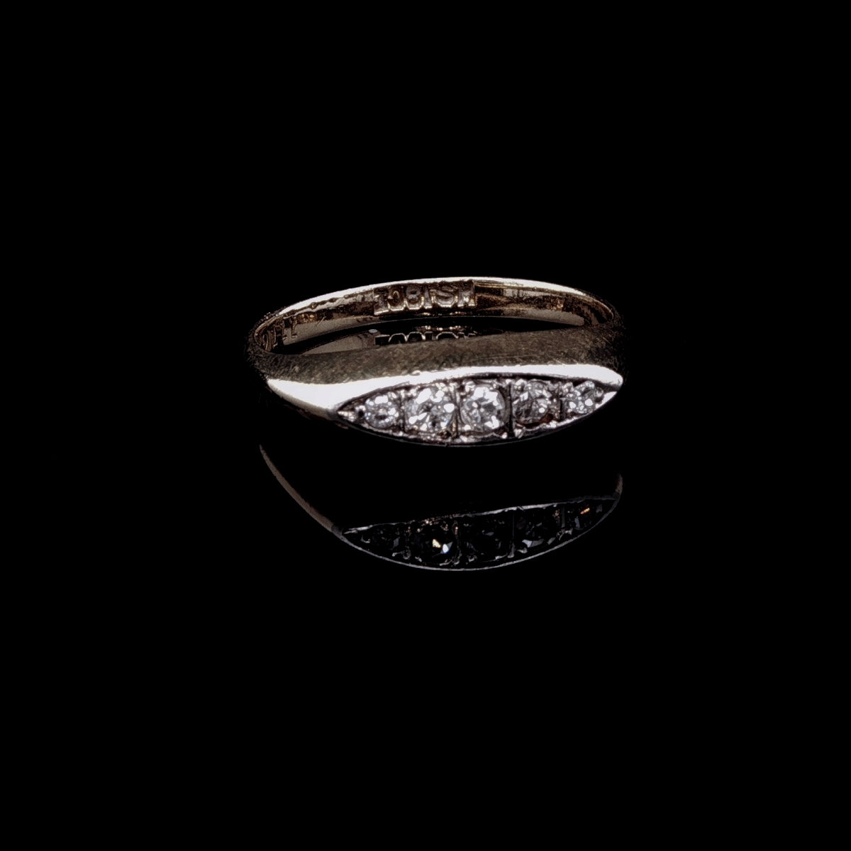 Antique Edwardian 18ct Yellow Gold Five Stone 0.15ct Old Cut Diamond Ring, Circa 1910