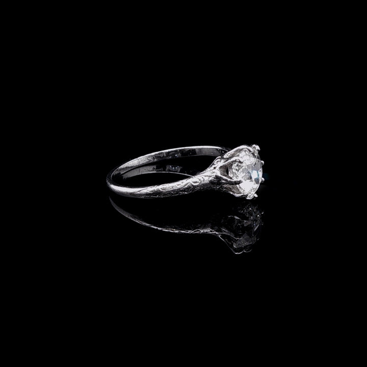 Antique Platinum Heart Cut Diamond Ring, 1.05ct