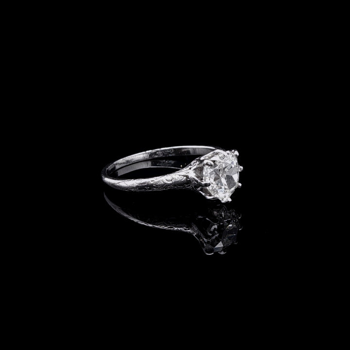 Antique Platinum Heart Cut Diamond Ring, 1.05ct