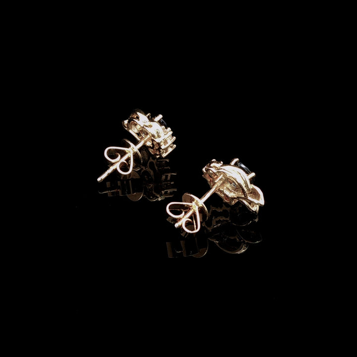 18ct Yellow Gold Oval Sapphire and Diamond Cluster Earrings
