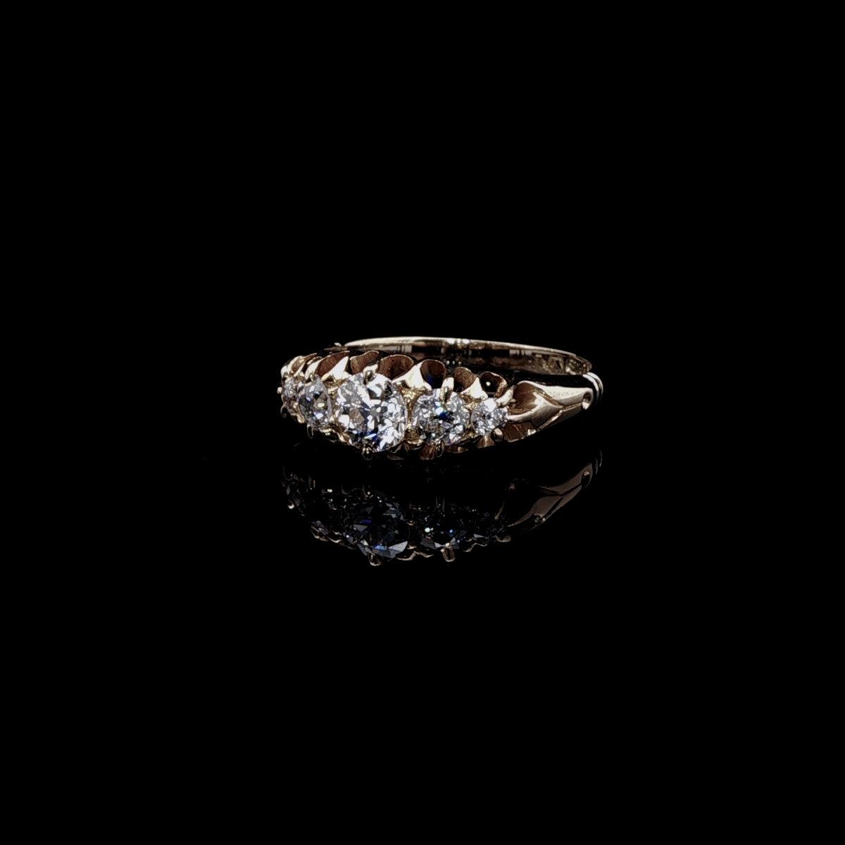 Antique Victorian 18ct Yellow Gold Five Stone Old Cut Diamond Ring, Circa 1860