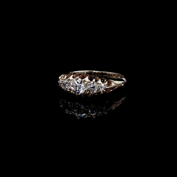 Antique Victorian 18ct Yellow Gold Five Stone Old Cut Diamond Ring, Circa 1860