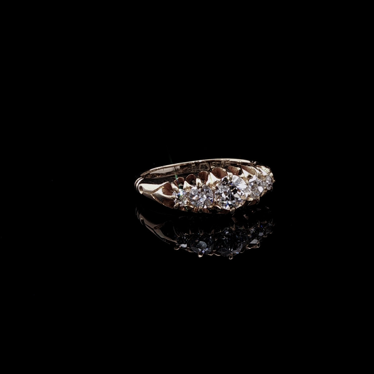 Antique Victorian 18ct Yellow Gold Five Stone Old Cut Diamond Ring, Circa 1860