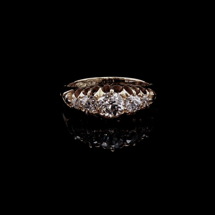 Antique Victorian 18ct Yellow Gold Five Stone Old Cut Diamond Ring, Circa 1860