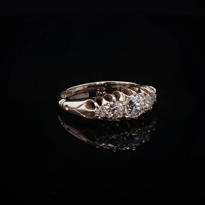 Antique Victorian 18ct Yellow Gold Five Stone Old Cut Diamond Ring, Circa 1860