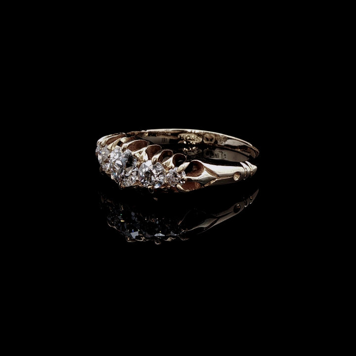 Antique Victorian 18ct Yellow Gold Five Stone Old Cut Diamond Ring, Circa 1860