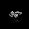 18ct Gold and Platinum Old Cut  Diamond Crossover Ring, 1.12ct